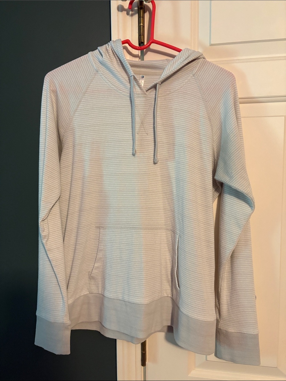 Kuhl Light Blue Striped Waffle-Knit Hoodie